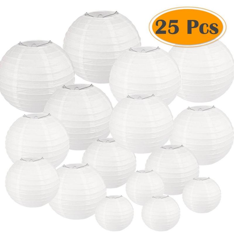 Different Size Decorative Chinese White Rice Paper Round Lantern