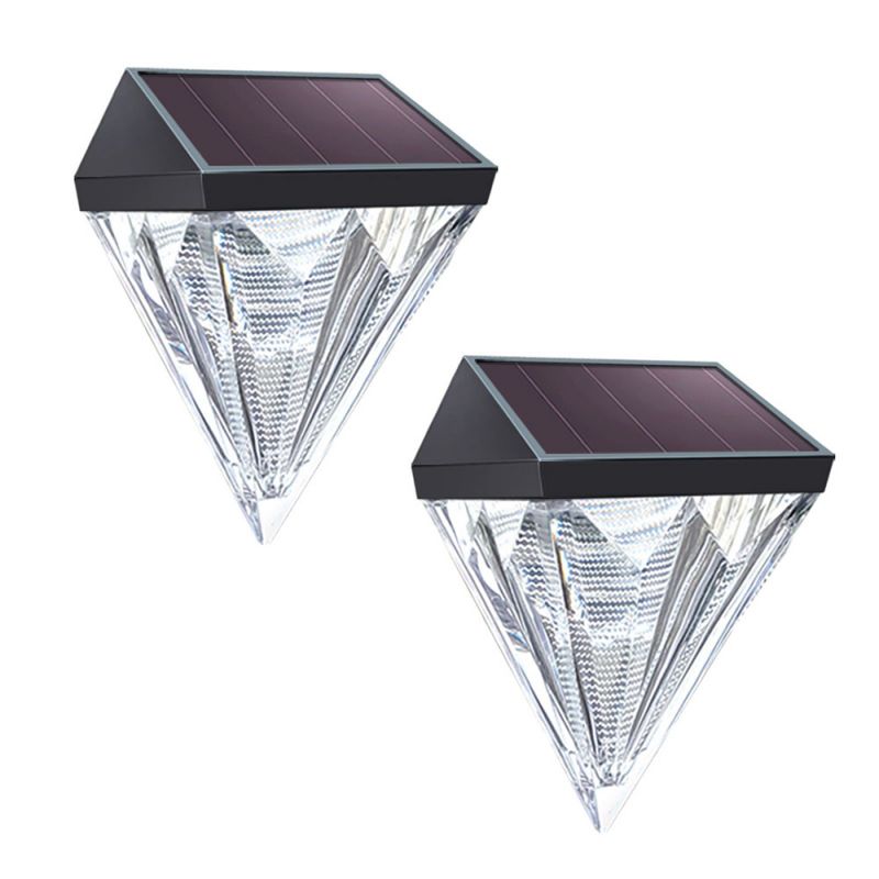 Outdoor Waterproof IP65 2 LED Solar Diamond Fence Step Deck Wall Light