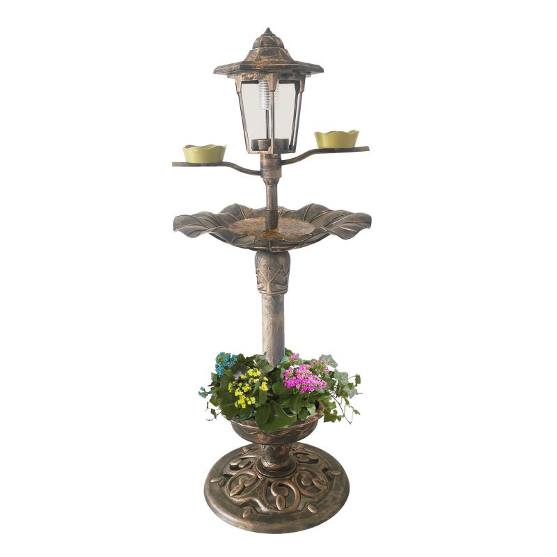 Outdoor Solar Guesthouse Bird Bath Feeder Basin Bathtub Lights