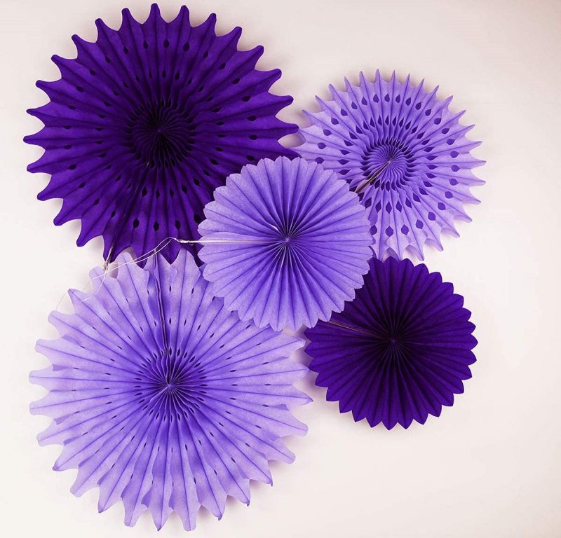 Party Wedding Circle Hanging Various Sizes of Chinese White Purple Paper Pom Kit