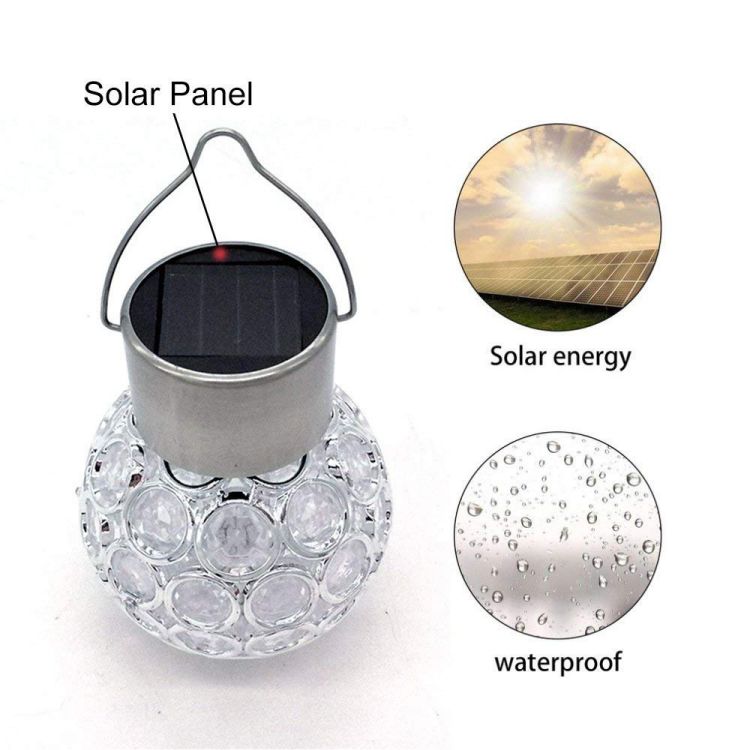 Waterproof Hollowed Out Solar Crystal Drop Crack Ball Pendant Light