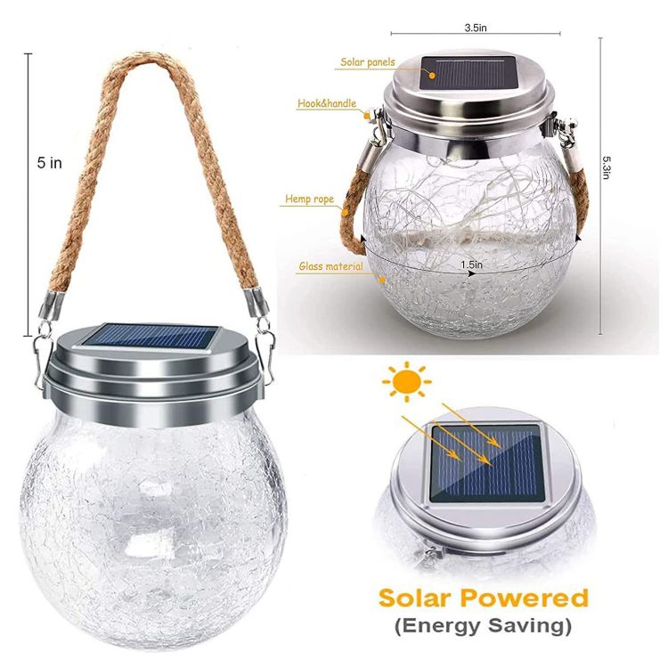 Waterproof Round Light Bulbs Multicolor Solar Crack Ball Chandelier Light