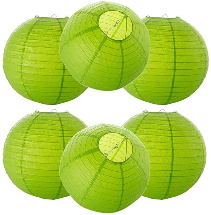 Indoor Vary Size Light Green Chinese Wedding Round Hanging Paper Lantern