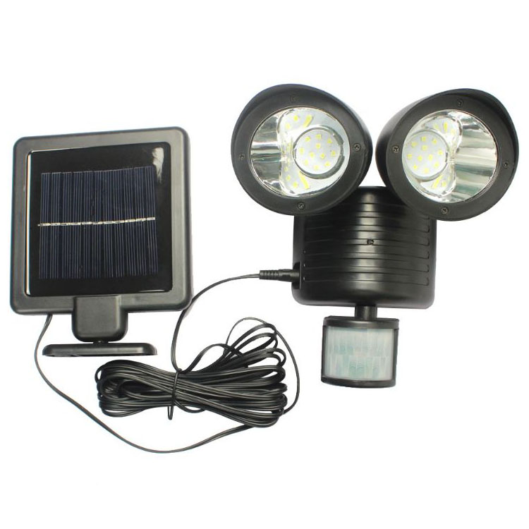 22 Led Solar Powered Double Spotlight