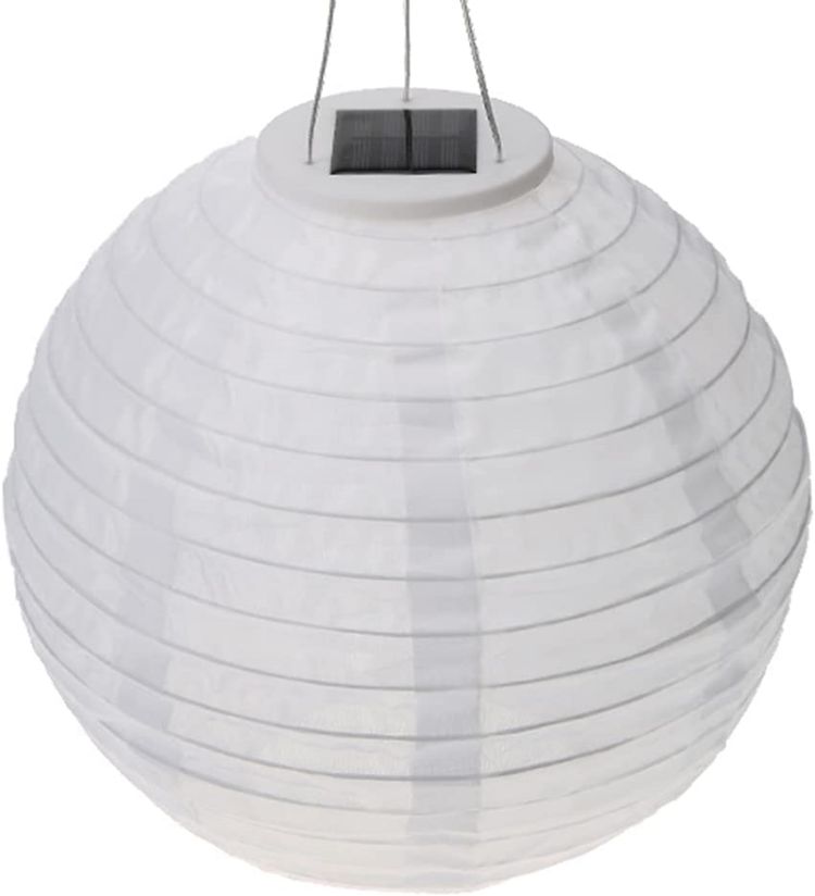 Outdoor Waterproof Chinese Nylon Fabric Round LED Rechargeable Solar Powered Lantern Portable Hanging Lamp