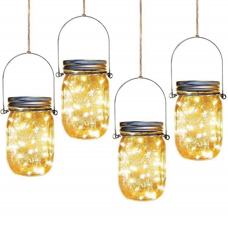 Outdoor Hanging 20led Solar Mason Bottle Jar Copper Wire Lights