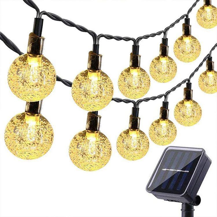 Outdoor Waterproof IP65 30 Lights 6.5m Length Bubble Ball Solar Christmas String Light