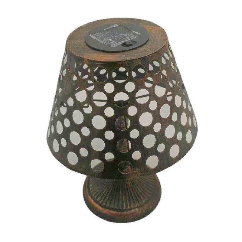 Outdoor Waterproof Metal Dot Pattern Solar Table Light Lamp