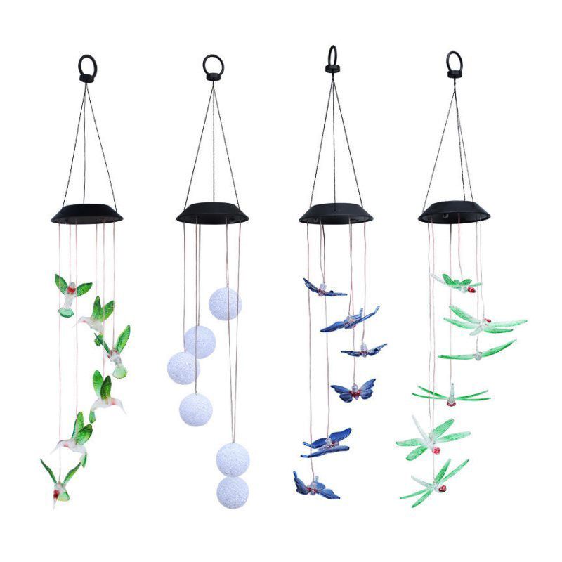 Outdoor Waterproof Solar Hummingbird Butterfly Wind Chime Light